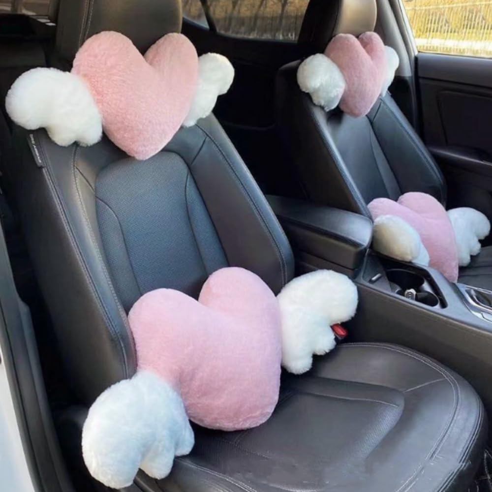 Amazon.com: OUKEYI Pink Plush Heart Shaped Pillow,with Angel Wings